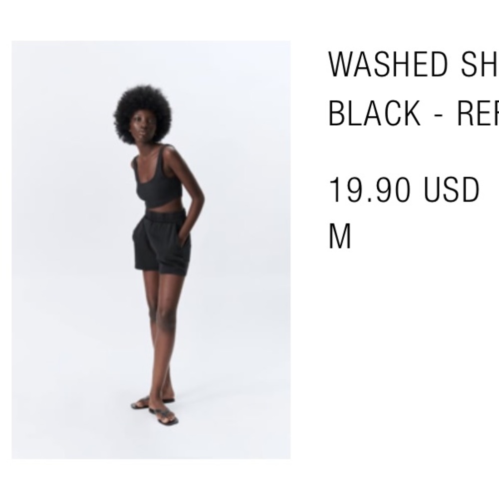 Zara Washed Lounge Shorts - Black Size M